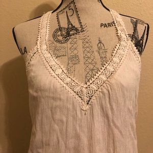 ASTR Cream Racerback Tank with Lace Straps